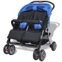 Blue and black steel twin stroller by vidaXL, Baby strollers - Ref: Foro24-10109, Price: 211,08 €, Discount: %