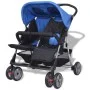 Blue and black steel twin stroller by vidaXL, Baby strollers - Ref: Foro24-10109, Price: 211,08 €, Discount: %