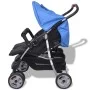 Blue and black steel twin stroller by vidaXL, Baby strollers - Ref: Foro24-10109, Price: 211,08 €, Discount: %