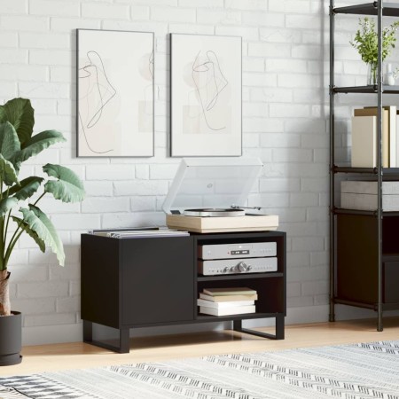 Black engineered wood record cabinet 85x38x48 cm by vidaXL, CD and DVD storage - Ref: Foro24-831709, Price: 55,35 €, Discount: %