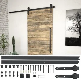Schwarzes Schiebetürbeschlag-Set aus Stahl, 183 cm. von vidaXL, Türrahmen - Ref: Foro24-142827, Preis: 47,63 €, Rabatt: %
