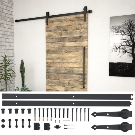 Schwarzes Schiebetürbeschlag-Set aus Stahl, 183 cm. von vidaXL, Türrahmen - Ref: Foro24-142827, Preis: 48,38 €, Rabatt: %