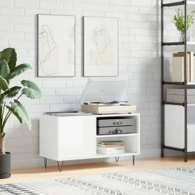 Glossy white engineered wood record cabinet 85x38x48 cm by vidaXL, CD and DVD storage - Ref: Foro24-831702, Price: 51,22 €, D...