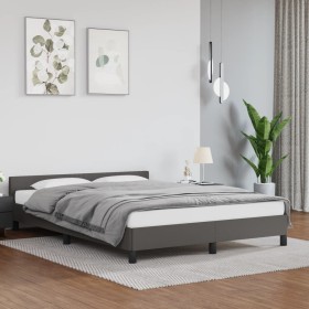 Bettgestell mit Kopfteil aus grauem Kunstleder 140x200cm von vidaXL, Betten und Lattenroste - Ref: Foro24-347505, Preis: 126,...