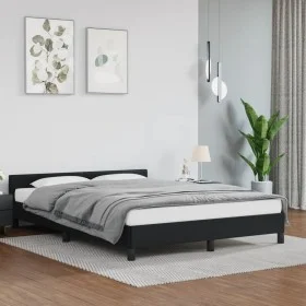 Bed frame with headboard black synthetic leather 140x200cm by vidaXL, Beds and slatted bases - Ref: Foro24-347501, Price: 149...