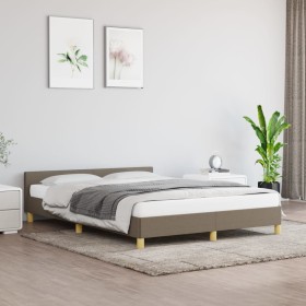 Bed frame with headboard in taupe gray fabric 140x200 cm by vidaXL, Beds and slatted bases - Ref: Foro24-347419, Price: 122,6...