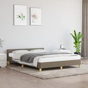 Bed frame with headboard in taupe gray fabric 140x200 cm by vidaXL, Beds and slatted bases - Ref: Foro24-347419, Price: 118,2...