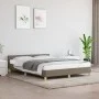 Bed frame with headboard in taupe gray fabric 140x200 cm by vidaXL, Beds and slatted bases - Ref: Foro24-347419, Price: 118,2...