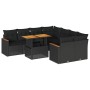 Set sofás jardín y cojines 9 pzas ratán sintético acacia negro