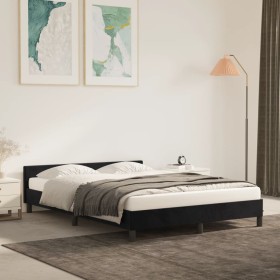 Bed frame with black velvet headboard 140x200 cm by vidaXL, Beds and slatted bases - Ref: Foro24-347575, Price: 128,91 €, Dis...