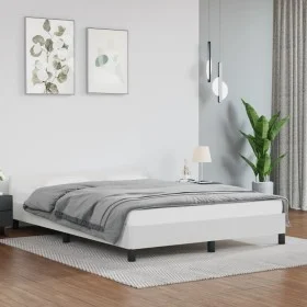 White synthetic leather headboard bed frame 140x200 cm by vidaXL, Beds and slatted bases - Ref: Foro24-347502, Price: 131,16 ...