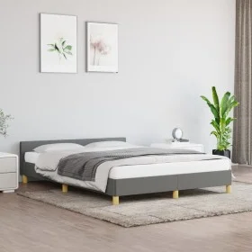 Bed frame with headboard in dark gray fabric 140x200 cm by vidaXL, Beds and slatted bases - Ref: Foro24-347416, Price: 118,94...