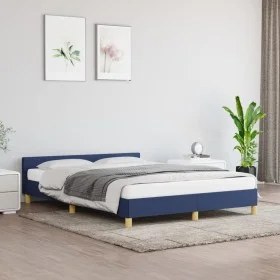 Bed frame with headboard gray taupe blue fabric 140x200 cm by vidaXL, Beds and slatted bases - Ref: Foro24-347421, Price: 118...