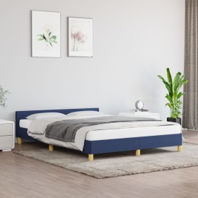 Estructura de cama con cabecero tela gris taupe azul 140x200 cm