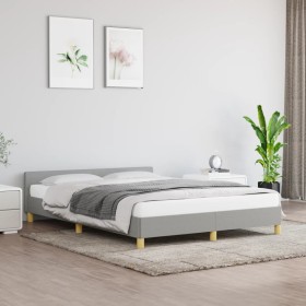 Estructura de cama con cabecero de tela gris claro 140x200 cm