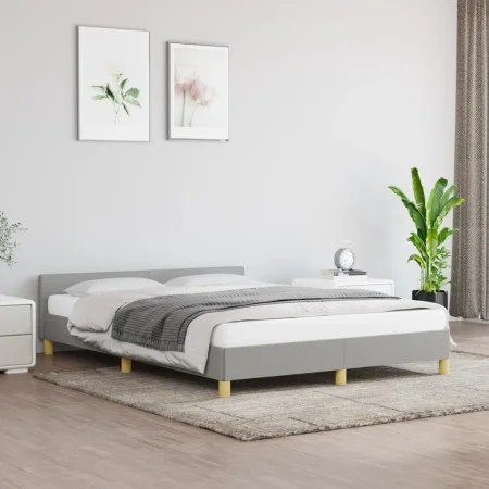 Light gray fabric bed frame with headboard 140x200 cm by vidaXL, Beds and slatted bases - Ref: Foro24-347415, Price: 128,07 €...