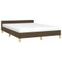 Bed frame with headboard in brown fabric 140x200 cm by vidaXL, Beds and slatted bases - Ref: Foro24-347418, Price: 118,71 €, ...