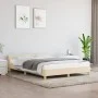 Bed frame with cream fabric headboard 140x200 cm by vidaXL, Beds and slatted bases - Ref: Foro24-347420, Price: 111,20 €, Dis...