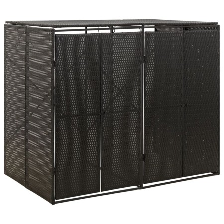 Shed for 2 PE rattan garbage containers 140x80x117cm by vidaXL, Waste container supports - Ref: Foro24-319861, Price: 165,36 ...
