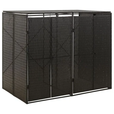 Shed for 2 PE rattan garbage containers 140x80x117cm by vidaXL, Waste container supports - Ref: Foro24-319861, Price: 170,07 ...