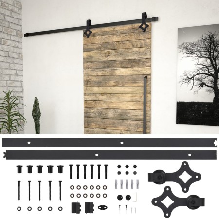 SKIEN Schiebetür-Beschlagsatz aus schwarzem Stahl, 200 cm von vidaXL, Türrahmen - Ref: Foro24-145261, Preis: 61,94 €, Rabatt: %