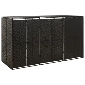 Shed for 3 PE rattan garbage containers 207x80x117 cm by vidaXL, Waste container supports - Ref: Foro24-319862, Price: 236,74...