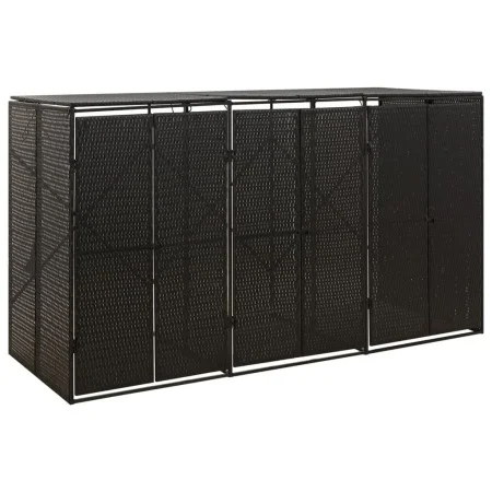Shed for 3 PE rattan garbage containers 207x80x117 cm by vidaXL, Waste container supports - Ref: Foro24-319862, Price: 236,74...