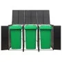 Shed for 3 PE rattan garbage containers 207x80x117 cm by vidaXL, Waste container supports - Ref: Foro24-319862, Price: 236,74...