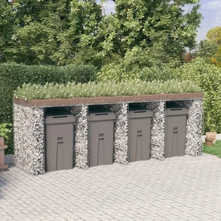 Gabion wall for iron garbage container 350x91x120 cm by vidaXL, Waste container supports - Ref: Foro24-151338, Price: 492,53 ...