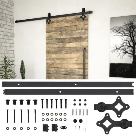 Sliding door hardware kit SKIEN black steel 183cm by vidaXL, doorframes - Ref: Foro24-145260, Price: 63,19 €, Discount: %