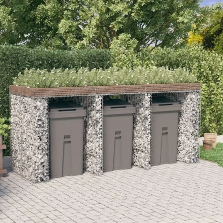 Gabion wall for iron garbage container 270x91x120 cm by vidaXL, Waste container supports - Ref: Foro24-151337, Price: 323,54 ...