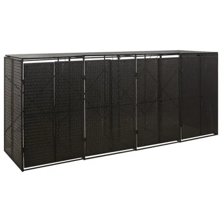 Shed for 4 PE rattan garbage containers 274x80x117 cm by vidaXL, Waste container supports - Ref: Foro24-319863, Price: 306,14...