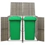 Cobertizo para 2 contenedores basura ratán PE gris 140x80x117cm de vidaXL, Soportes para contenedores de residuos - Ref: Foro...