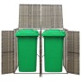 Shed for 2 gray PE rattan garbage containers 140x80x117cm by vidaXL, Waste container supports - Ref: Foro24-319865, Price: 16...
