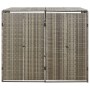Shed for 2 gray PE rattan garbage containers 140x80x117cm by vidaXL, Waste container supports - Ref: Foro24-319865, Price: 16...