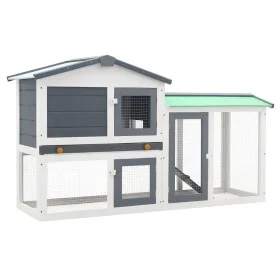 Jaula de animales grande madera gris y blanco 145x45x84 cm de vidaXL, Jaulas y habitáculos para animales pequeños - Ref: Foro...