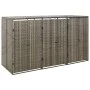 Shed for 3 gray PE rattan garbage containers 207x80x117 cm by vidaXL, Waste container supports - Ref: Foro24-319866, Price: 2...