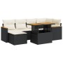 Set sofás jardín y cojines 7 pzas ratán sintético acacia negro