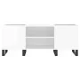 Mueble discos madera contrachapada blanco brillo 121x38x48 cm de vidaXL, Almacenamiento para CD y DVD - Ref: Foro24-831686, P...