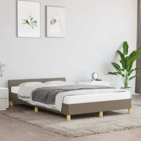 Bed frame with headboard in taupe gray fabric 120x200 cm by vidaXL, Beds and slatted bases - Ref: Foro24-347403, Price: 116,7...