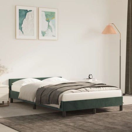 Estructura cama con cabecero terciopelo verde oscuro 120x200 cm de vidaXL, Camas y somieres - Ref: Foro24-347564, Precio: 116...