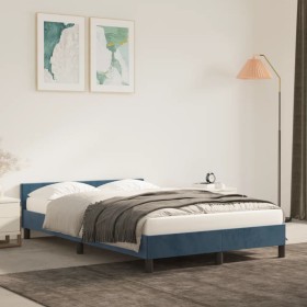 Dark blue velvet bed frame with headboard 120x200cm by vidaXL, Beds and slatted bases - Ref: Foro24-347565, Price: 121,77 €, ...