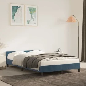 Dark blue velvet bed frame with headboard 120x200cm by vidaXL, Beds and slatted bases - Ref: Foro24-347565, Price: 124,17 €, ...
