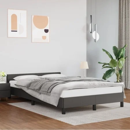 Bed frame with headboard gray synthetic leather 120x200cm by vidaXL, Beds and slatted bases - Ref: Foro24-347493, Price: 156,...