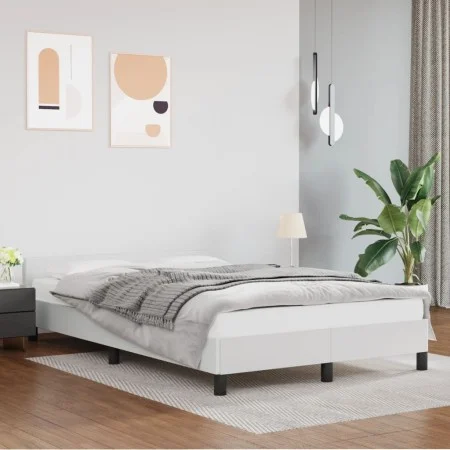 Estructura de cama cabecero cuero sintético blanco 120x200 cm de vidaXL, Camas y somieres - Ref: Foro24-347490, Precio: 104,5...