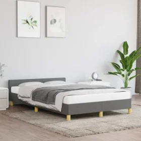 Bed frame with headboard in dark gray fabric 120x200 cm by vidaXL, Beds and slatted bases - Ref: Foro24-347400, Price: 106,00...