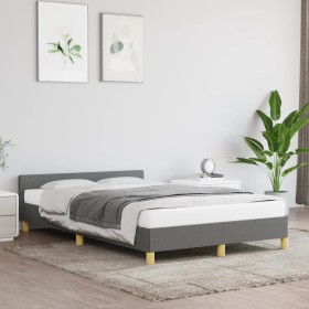 Estructura de cama con cabecero de tela gris oscuro 120x200 cm