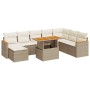 Set sofás jardín y cojines 9 pzas ratán sintético acacia beige