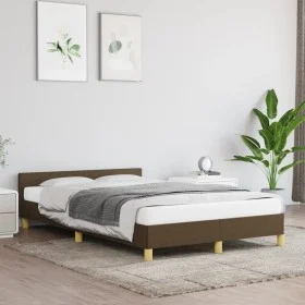 Dark brown fabric bed frame with headboard 120x200cm by vidaXL, Beds and slatted bases - Ref: Foro24-347402, Price: 102,57 €,...