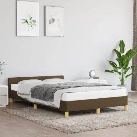 Dark brown fabric bed frame with headboard 120x200cm by vidaXL, Beds and slatted bases - Ref: Foro24-347402, Price: 102,57 €,...